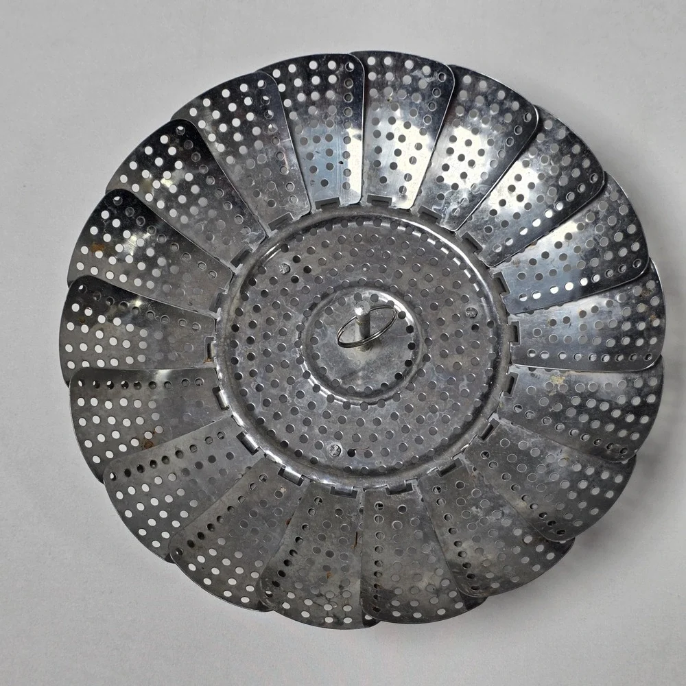 EKCO‎ Steamer Basket 9in Silver Stainless Steel Folding Collapsible Vintage